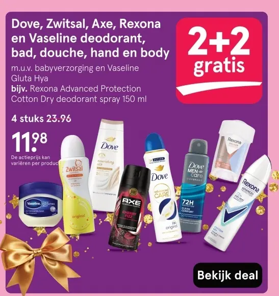 Aanbieding: Dove, Zwitsal, Axe, Rexona en Vaseline deodor