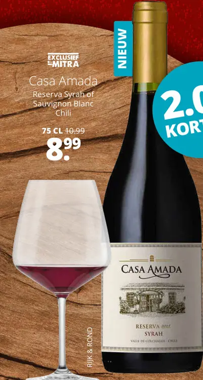 Aanbieding: Casa Amada Reserva Syrah of Sauvignon Blanc Chili