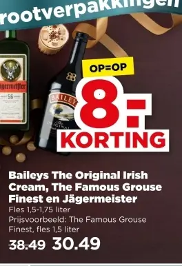 Aanbieding: Baileys The Original Irish Cream, The Famous Grouse Finest en Jagermeister