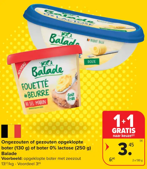 Promotie: Ongezouten of gezouten opgeklopte boter of boter 0% lactose