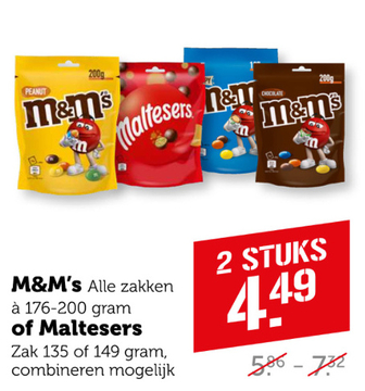 Aanbieding: M&M's Alle zakken of Maltesers