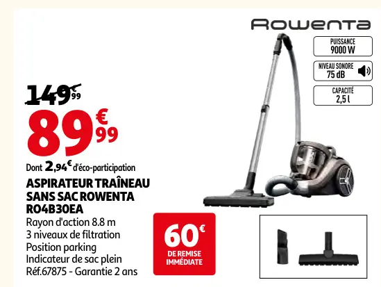 Promotie: Aspirateur traîneau sans sac