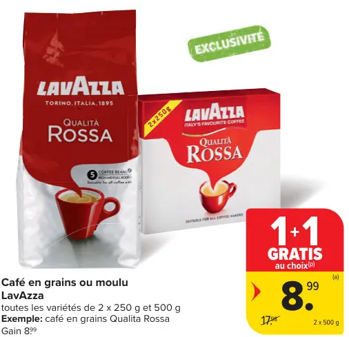 Offre: Café en grains ou moulu Qualita Rossa