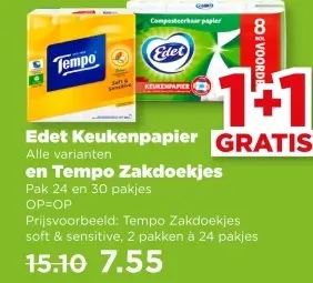 Edet Keukenpapier en Tempo Zakdoekjes