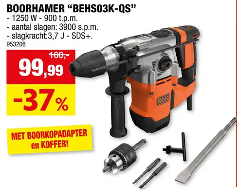 Promotie: BEHS03K-QS boorhamer 1250W