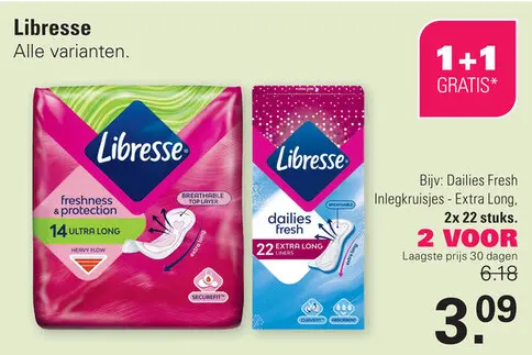 Aanbieding: Libresse Dailies Fresh Inlegkruisjes - Extra 