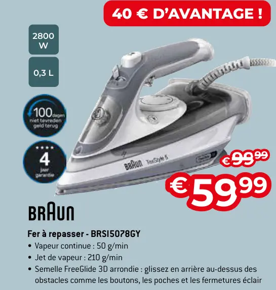 Offre: Fer à repasser - BRS15078GY