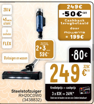 Aanbieding: Steelstofzuiger RH20C0W0