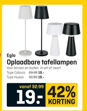 Aanbieding: Eglo Oplaadbare tafellampen