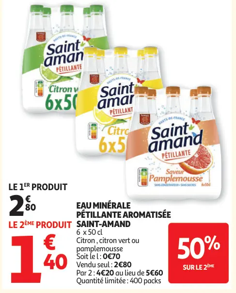 Offre: Eau minérale pétillante aromatisée