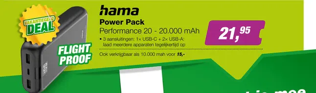 Aanbieding: Hama Power Pack Performance 20 – 20.000 mAh