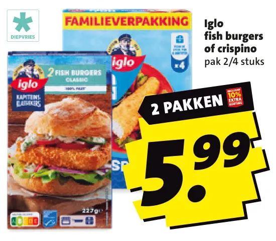 Aanbieding: Fish burgers of crispino