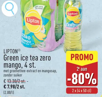 Aanbieding: Green ice tea zero mango, 4 st.