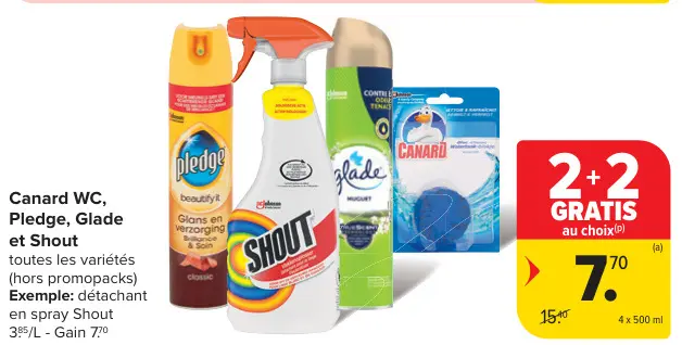 Offre: Canard WC, Pledge, Glade et Shout