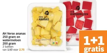 Aanbieding: Verse ananas 250 gram en watermeloen 200 gram