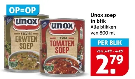Aanbieding: Unox soep in blik