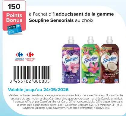 Offre: Adoucissant Soupline Sensorials