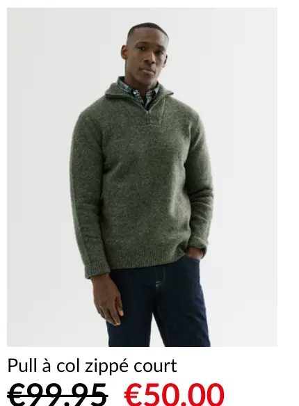 Offre: Pull à col zippé court