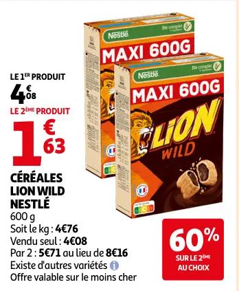 Promotie: Céréales lion wild