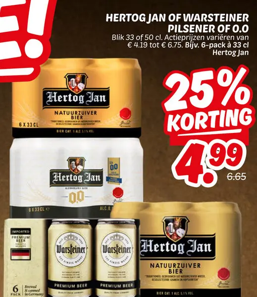 Aanbieding: Hertog Jan of Warsteiner Pilsener of 0.0