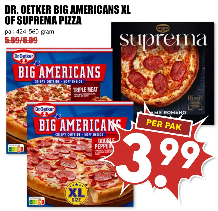 Aanbieding: Big americans xl of suprema pizza