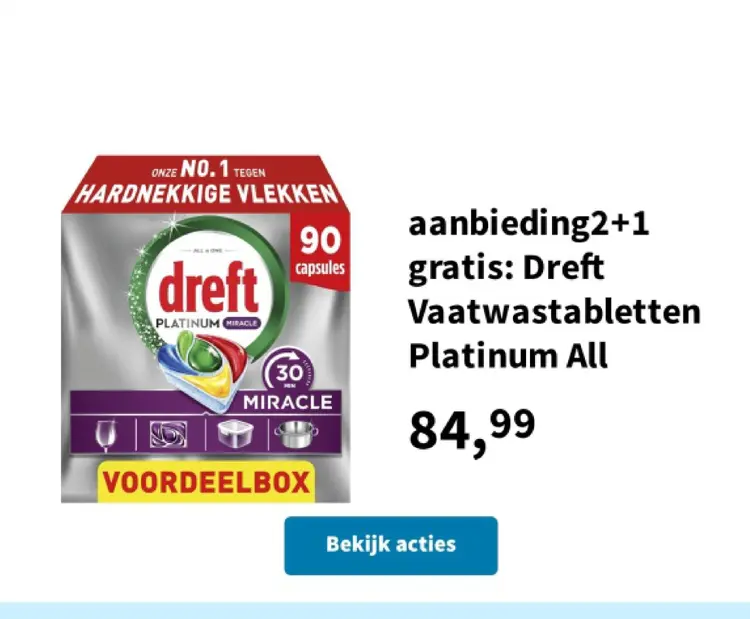 Aanbieding: Dreft Vaatwastabletten Platinum All