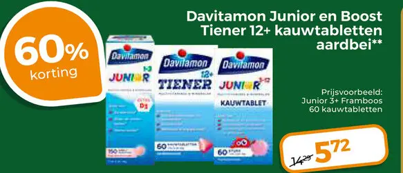 Aanbieding: Davitamon Junior en Boost Tiener 12+ kauwtabletten