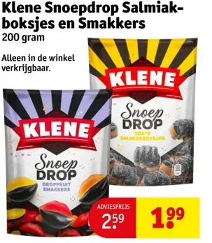 Aanbieding: Klene Snoepdrop Salmiakboksjes en Smakkers