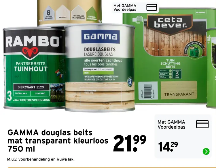Aanbieding: GAMMA douglas beits mat transparant kleurloos