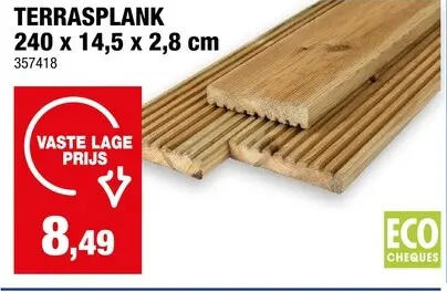 Promotie: Cartri terrasplank 240x14,5x2,8 cm antislip grenen