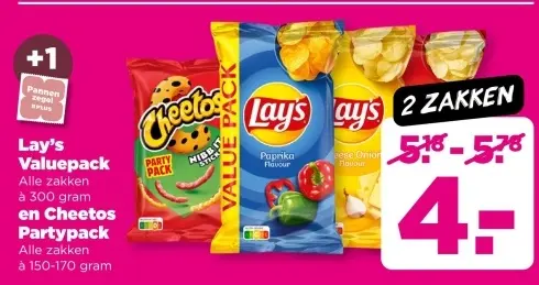Aanbieding: Lay's Valuepack en Cheetos Partypack