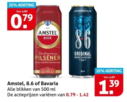 Aanbieding: Amstel, 8.6 of Bavaria