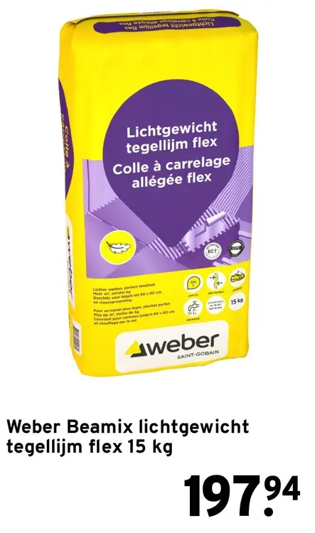 Aanbieding: Lichtgewicht tegellijm flex 15 kg