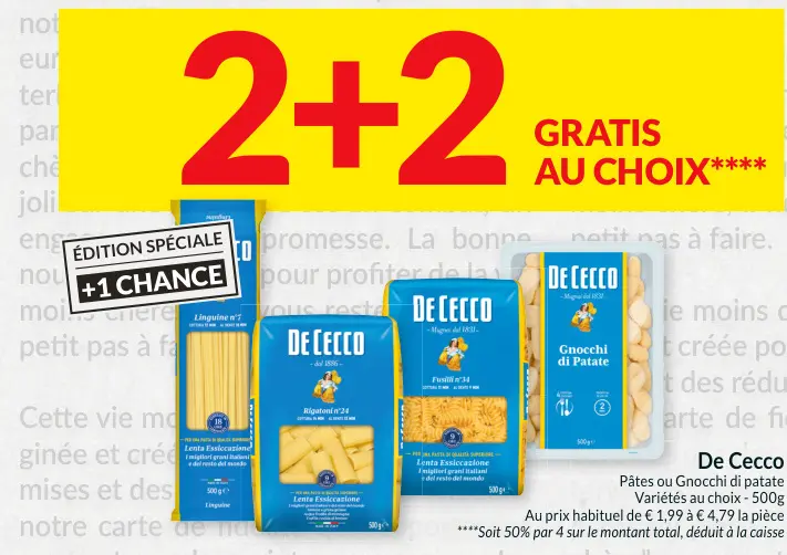 Offre: Pâtes ou Gnocchi di patate