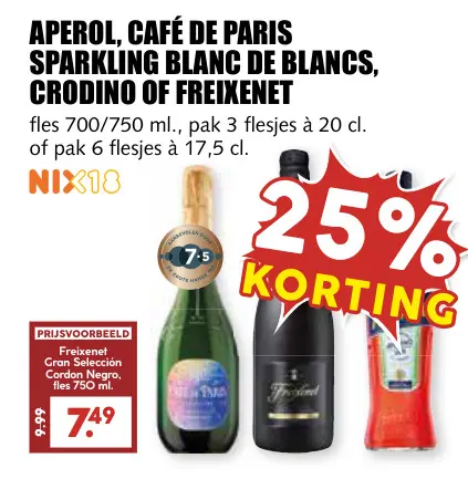 Aanbieding: Aperol, Café de Paris sparkling blanc de blancs crodino of freixenet