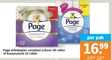 Aanbieding: Page toiletpapier compleet schoon of kussenzacht