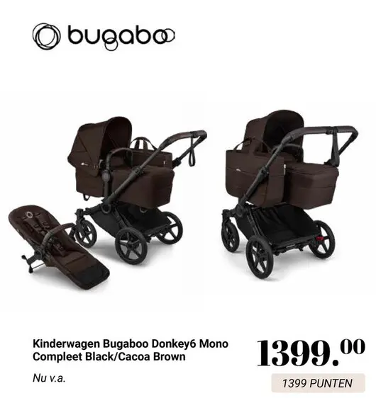 Aanbieding: Kinderwagen Bugaboo Donkey6 Mono Compleet Black/Cacoa Brown