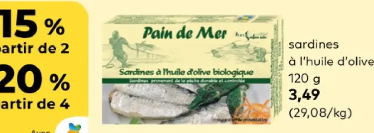 Offre: Sardines à l'huile d'olive biologique