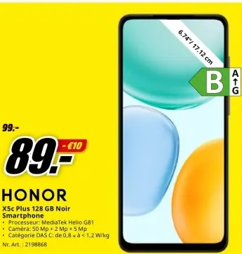 Offre: X5c Plus 128 GB Noir Smartphone