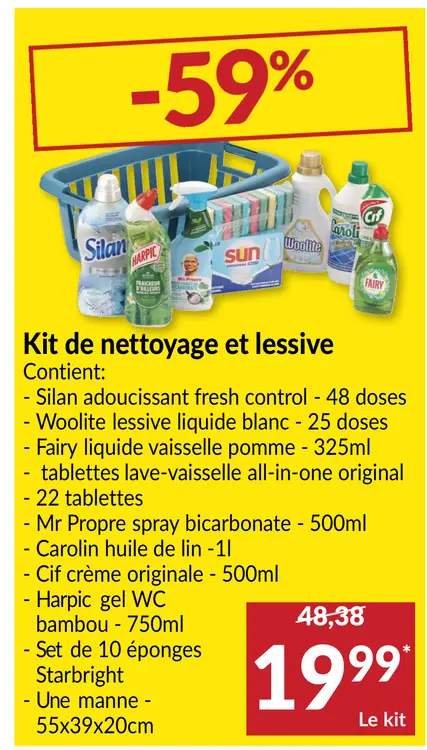 Offre: Kit de nettoyage et lessive