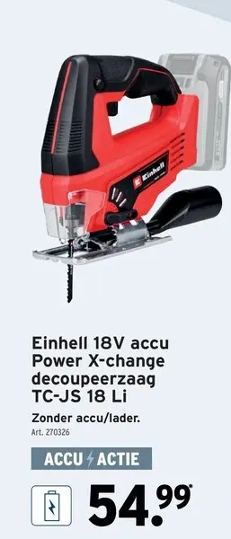 Promotie: 18V accu Power X-change decoupeerzaag TC-JS
