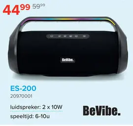 Promotie: BeVibe ES-200 Speaker 2x10W - RGB-Lichteffecten - Zwart - Bluetooth
