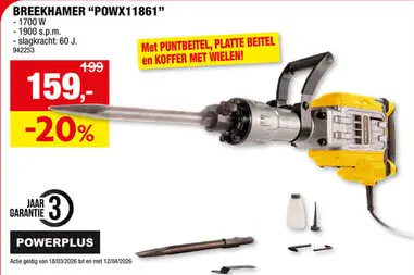 Promotie: Powerplus POWX11861 breekhamer 1700W