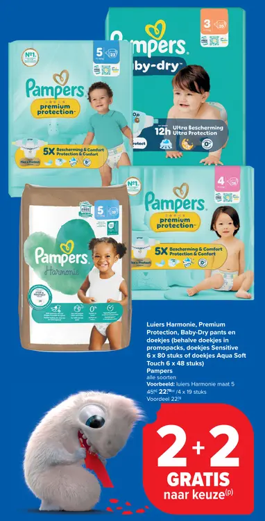 Promotie: Luiers Harmonie, Premium Protection, Baby-Dry pants en doekjes