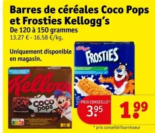 Offre: Barres de céréales Coco Pops et Frosties