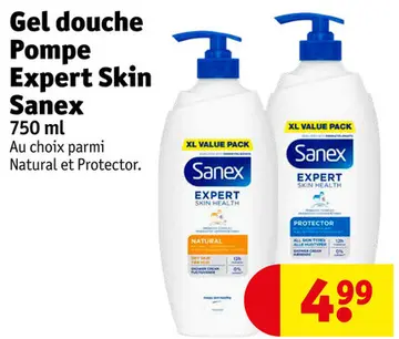 Offre: Gel douche Pompe Expert Skin Sanex