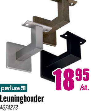 Aanbieding: PERTURA Leuninghouder vierkant L RVS-look