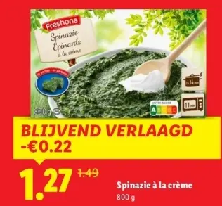 Aanbieding: Spinazie à la crème