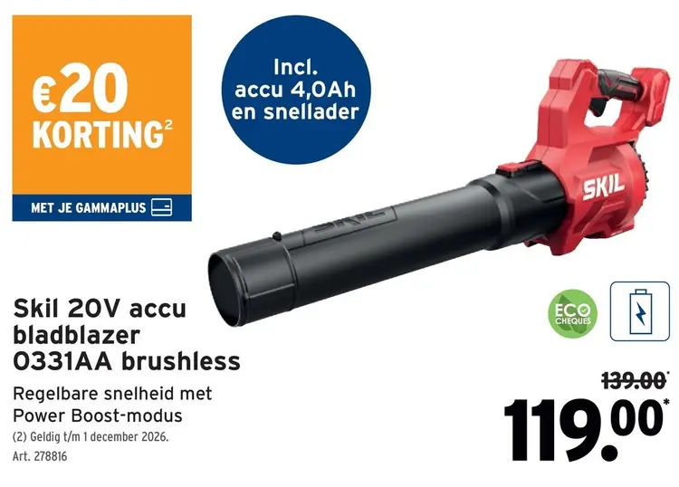 Promotie: Skil 20V accu bladblazer 0331AA brushless