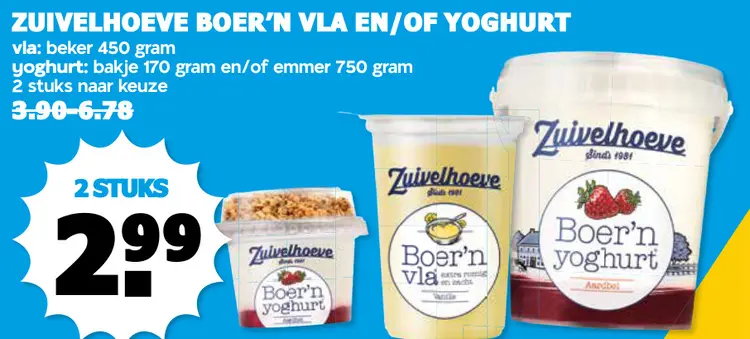 Aanbieding: Boer'n vla en/of yoghurt